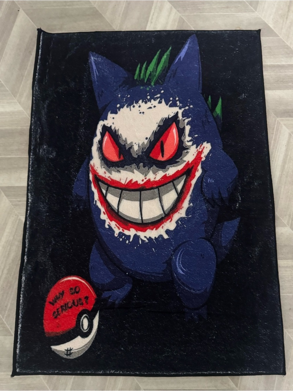 Gengar Canvas Art with Joker Smile and Poké Ball TUFTED PLUSH 35x24 IN.